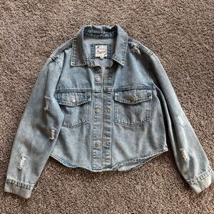 Light Blue Distressed Denim Jacket